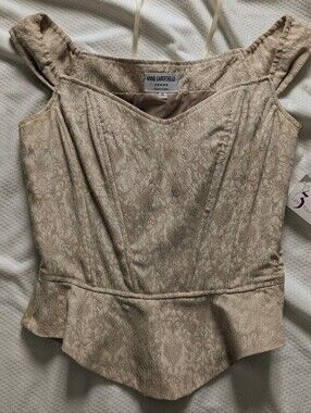 Beige Brocade Peplum Camisole